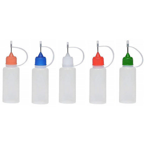 5 x 10ml Needle Tip Bottles (Multi Coloured Caps)