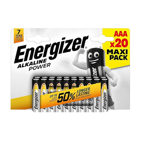 Energizer Alkaline Power AAA Batteries x 20 Maxi Pack