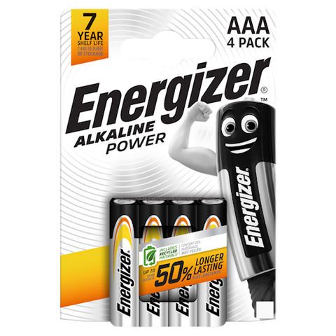 Energizer Alkaline Power AAA Batteries x 4