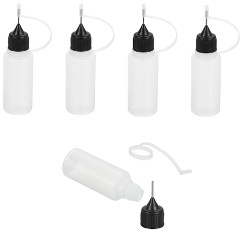 5 X 10ml Needle Tip Bottles (Black Caps)