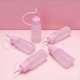 10ml Needle Tip Bottles - Pink Bottle with Pink Caps x 5 (Pink Background)