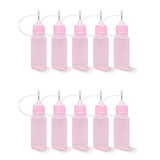 10ml Needle Tip Bottles - Pink Bottle with Pink Caps x 10