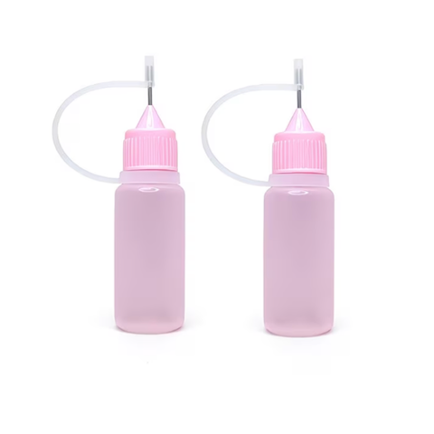 10ml Needle Tip Bottles - Pink Bottle with Pink Caps x 2